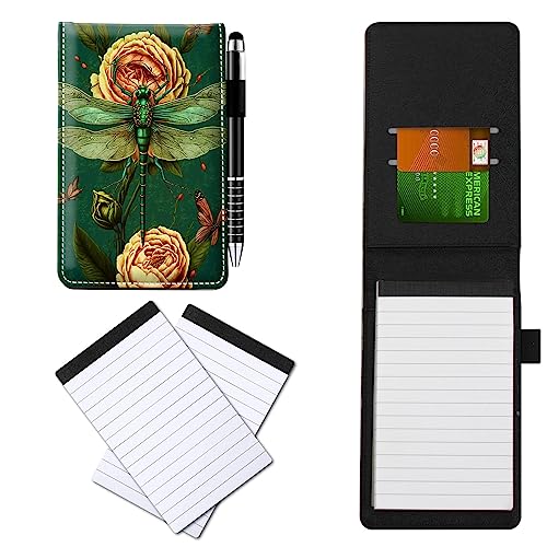 CGFGHHUY Notizbuch aus PU-Leder, klein, mit Metall-Kugelschreiber und 2 Stück, 7,6 x 12,7 cm, Nachfüllpackungen, Rosen und Libellenmuster, Notizbücher für Meetings, tägliche Aufzeichnungen, Notizen CGFGHHUY Notizbuch aus PU-Leder, klein, mit Metall-Kugelschreiber und 2 Stück, 7,6 x 12,7 cm, Nachfüllpackungen, Rosen und Libellenmuster, Notizbücher für Meetings, tägliche Aufzeichnungen, Notizen von CGFGHHUY