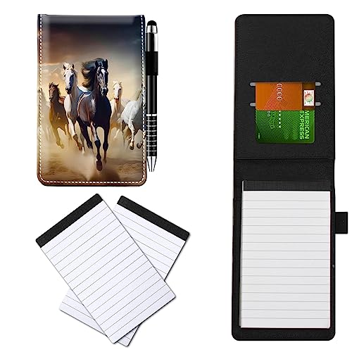 CGFGHHUY Notizbuch aus PU-Leder, klein, mit Metall-Kugelschreiber und 2 Stück, 7,6 x 12,7 cm, Notizblöcke, Laufpferde-Muster, Notizbücher für Meetings, tägliche Aufzeichnungen, Notizen CGFGHHUY Notizbuch aus PU-Leder, klein, mit Metall-Kugelschreiber und 2 Stück, 7,6 x 12,7 cm, Notizblöcke, Laufpferde-Muster, Notizbücher für Meetings, tägliche Aufzeichnungen, Notizen von CGFGHHUY