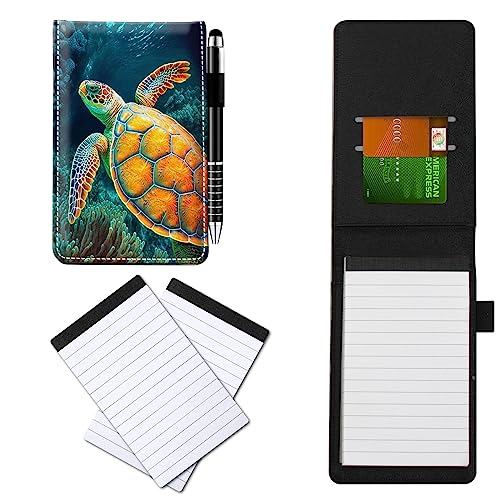 CGFGHHUY Notizbuchhülle aus PU-Leder, klein, Metall-Kugelschreiber und 2 Stück, 7,6 x 12,7 cm, Notizblöcke, niedliches Baby-Schildkrötenmuster, Notizbücher für Meetings, tägliche Aufzeichnungen CGFGHHUY Notizbuchhülle aus PU-Leder, klein, Metall-Kugelschreiber und 2 Stück, 7,6 x 12,7 cm, Notizblöcke, niedliches Baby-Schildkrötenmuster, Notizbücher für Meetings, tägliche Aufzeichnungen von CGFGHHUY
