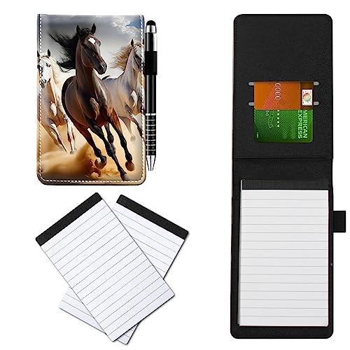CGFGHHUY Notizbuchhülle aus PU-Leder, klein, Metall-Kugelschreiber und 2 Stück, 7,6 x 12,7 cm, niedliche Pferde, Laufmuster, Notizbücher für Meetings, tägliche Aufzeichnungen, Notizen CGFGHHUY Notizbuchhülle aus PU-Leder, klein, Metall-Kugelschreiber und 2 Stück, 7,6 x 12,7 cm, niedliche Pferde, Laufmuster, Notizbücher für Meetings, tägliche Aufzeichnungen, Notizen von CGFGHHUY