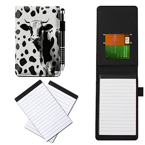 CGFGHHUY Notizbuchhülle aus PU-Leder, klein, Metall-Kugelschreiber und 2 Stück, 7,6 x 12,7 cm, niedliches Kuh-Muster, Notizbücher für Meetings, tägliche Aufzeichnungen, Notizen CGFGHHUY Notizbuchhülle aus PU-Leder, klein, Metall-Kugelschreiber und 2 Stück, 7,6 x 12,7 cm, niedliches Kuh-Muster, Notizbücher für Meetings, tägliche Aufzeichnungen, Notizen von CGFGHHUY