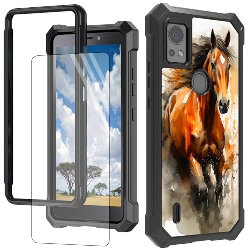 CGFGHHUY Schutzhülle für Cricket Icon 5, für AT&T Motivate 4, mit Displayschutzfolie, Hart-PC + weiches TPU, stoßfeste Schutzhülle für Cricket Icon 5/At&T Motivate 4, rotes Aquarellpferd CGFGHHUY Schutzhülle für Cricket Icon 5, für AT&T Motivate 4, mit Displayschutzfolie, Hart-PC + weiches TPU, stoßfeste Schutzhülle für Cricket Icon 5/At&T Motivate 4, rotes Aquarellpferd von CGFGHHUY