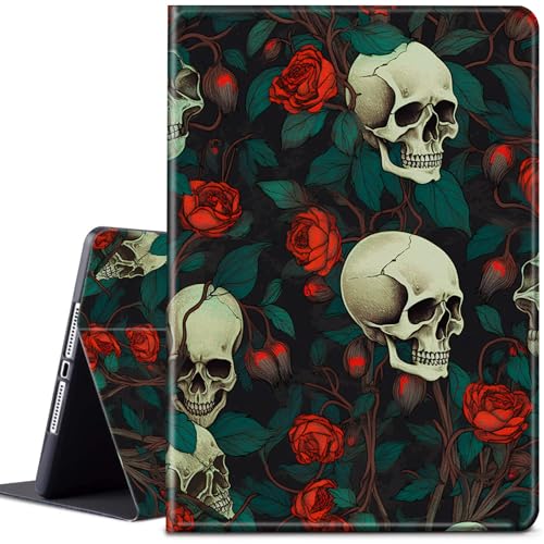 CGFGHHUY Schutzhülle für Galaxy Tab S7 FE 5G 2021/S8 Plus 2022/S7 Plus 2020, 12,5 Zoll Tablet, leicht, schützend, PU-Leder, Smart Stand Cover mit automatischer Wake-/Sleep-Funktion, Totenkopf mit von CGFGHHUY