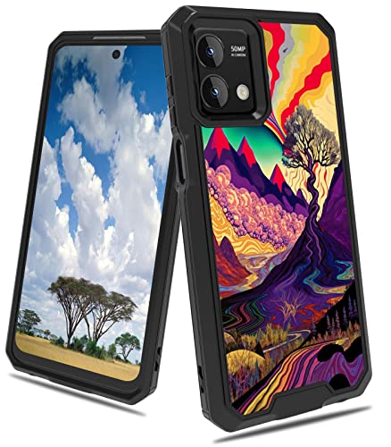 CGFGHHUY Schutzhülle für Motorola Moto G Stylus 5G 2023, 16,5 cm (6,5 Zoll), Hybrid-Hybrid-Hülle, doppellagig, harter Polycarbonat, weiches TPU, stoßfest, Waldgebirge von CGFGHHUY