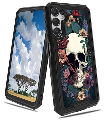 CGFGHHUY Schutzhülle für Samsung A14 5G, Galaxy A14 5G 2023, mit Blumenschädel-Muster, Hybrid-Doppelschicht, 2-in-1, hartes Polycarbonat, weiches TPU, stoßfest, Schutzhülle für Samsung Galaxy A14 5G CGFGHHUY Schutzhülle für Samsung A14 5G, Galaxy A14 5G 2023, mit Blumenschädel-Muster, Hybrid-Doppelschicht, 2-in-1, hartes Polycarbonat, weiches TPU, stoßfest, Schutzhülle für Samsung Galaxy A14 5G von CGFGHHUY