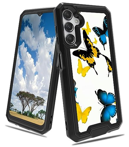 CGFGHHUY Schutzhülle für Samsung A24 für Samsung A24, 2-in-1, zweilagig, harter PC, weiches TPU, stoßfest, Fallschutzhülle, für Samsung Galaxy A24 4G 16,5 cm (6,5 Zoll) 2023, blaue und gelbe von CGFGHHUY