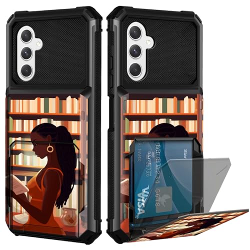 CGFGHHUY Schutzhülle für Samsung A35 5G (16,8 cm) 2023, Brieftaschenformat, Kartenschlitz, versteckte Klapptür, Bücherregal-Muster, zweilagig, hartes Polycarbonat und weiches TPU, Schutzhülle für von CGFGHHUY