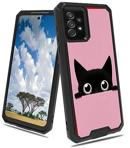 CGFGHHUY Schutzhülle für Samsung A53, 2-in-1, zweilagig, hart, Polycarbonat, weiches TPU, stoßfest, sturzsicher, Schutzhülle für Samsung Galaxy A53 5G 16,5 cm (6,5 Zoll) 2022 – niedliche Katze von CGFGHHUY