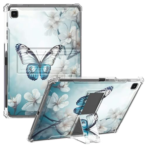 CGFGHHUY Schutzhülle für Samsung Galaxy Tab A7 Lite 22,1 cm (8,7 Zoll), transparent, schlank, leicht, mit Ständer, transparente TPU-Hülle für Herren, Tablet-Hülle für Galaxy A7 Lite 2021, weiße Blumen von CGFGHHUY