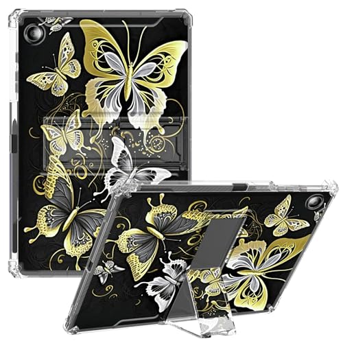 CGFGHHUY Schutzhülle für Samsung Galaxy Tab A9, 22,1 cm (8,7 Zoll), transparent, schlank, leicht, mit Ständer, TPU, mit Stifthalter, Tablet-Hülle für Galaxy A9 2023, goldene Schmetterlinge von CGFGHHUY