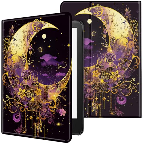 CGFGHHUY Schutzhülle für Samsung Galaxy Tab S9 Ultra, 14,6 Zoll (37,1 cm), leicht, PU-Leder, Smart-Ständer, mit automatischer Wake-/Sleep-Tablet-Hülle für Samsung Galaxy Tab S9/S8 Ultra, gelber Mond von CGFGHHUY