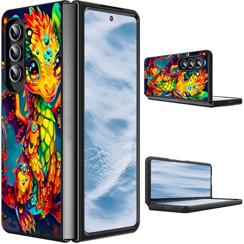 CGFGHHUY Schutzhülle für Samsung Galaxy Z Fold 6 2024, schlank, leicht, hart, Polycarbonat, rüttelfest, Schutzhülle für Samsung Galaxy Z Fold 6 5G, 19,3 cm (7,6 Zoll) – niedlicher bunter Drache von CGFGHHUY