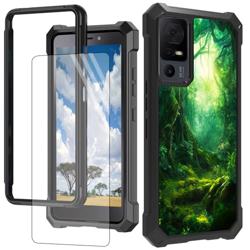 CGFGHHUY Schutzhülle für TCL 40 XE 5G, mit Displayschutzfolie, hartes PC + weiches TPU, stoßfeste Schutzhülle für TCL 40 XE 5G 16,7 cm (6,5 Zoll) 2023 – Grüne Wälder von CGFGHHUY
