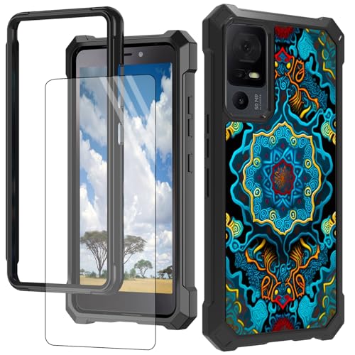 CGFGHHUY Schutzhülle für TCL 40 XE 5G 16,7 cm (6,5 Zoll) 2023 mit Displayschutzfolie, hartes PC + weiches TPU, stoßfeste Schutzhülle für TCL 40 XE 5G 16,7 cm (6,5 Zoll) 2023, blaue Blumen von CGFGHHUY