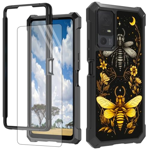 CGFGHHUY Schutzhülle für TCL 40XL 17,1 cm (6,7 Zoll) 2023 mit Displayschutzfolie, hartes PC + weiches TPU, stoßfeste Schutzhülle für TCL 40 XL 17,1 cm (6,7 Zoll) 2023 – Motte Mond Sonne von CGFGHHUY