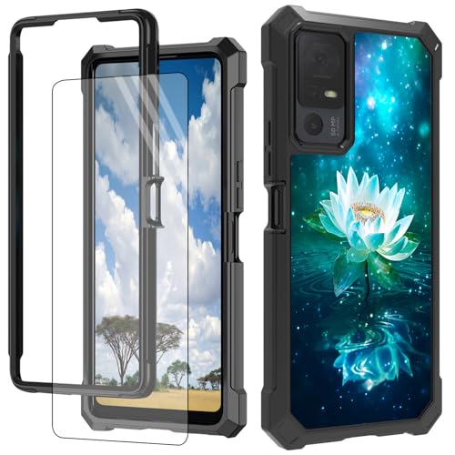 CGFGHHUY Schutzhülle für TCL 40XL für TCL 40XL mit Displayschutzfolie, hartes PC + weiches TPU, stoßfeste Schutzhülle für TCL 40 XL 17,1 cm (6,7 Zoll) 2023 – Galaxy Lotusblume von CGFGHHUY