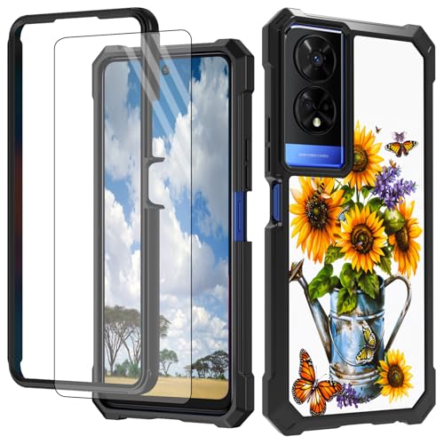 CGFGHHUY Schutzhülle für TCL 50 XE 5G für TCL 50 XE 5G, mit Displayschutzfolie, Hart-PC + weiches TPU, stoßfeste Schutzhülle für TCL 50 XE 5G T614D 16,8 cm (6,6 Zoll) 2024 – Sonnenblume und von CGFGHHUY