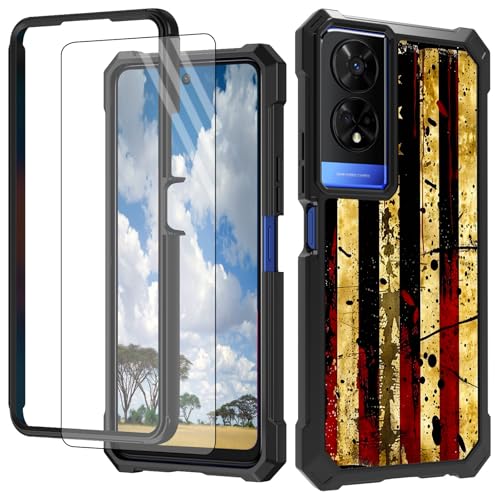 CGFGHHUY Schutzhülle für TCL 50 XE 5G für TCL 50 XE 5G, mit Displayschutzfolie, Hart-PC + weiches TPU, stoßfeste Schutzhülle für TCL 50 XE 5G T614D 16,8 cm (6,6 Zoll) 2024 – amerikanische Flagge von CGFGHHUY