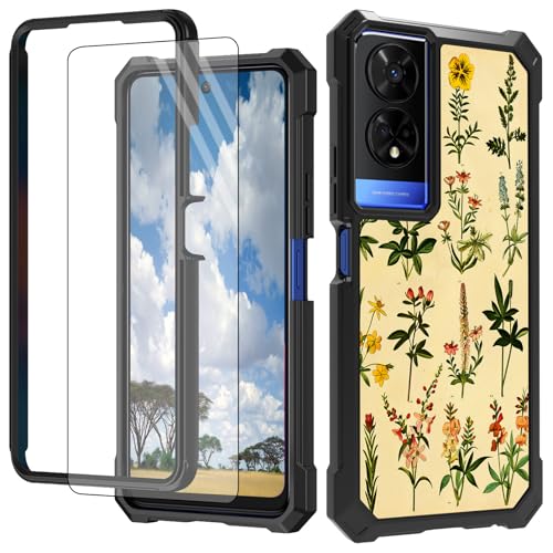 CGFGHHUY Schutzhülle für TCL 50 XE 5G für TCL 50 XE 5G, mit Displayschutzfolie, hartes PC + weiches TPU, stoßfeste Schutzhülle für TCL 50 XE 5G T614D 16,8 cm (6,6 Zoll) 2024 – Blumenblumen von CGFGHHUY