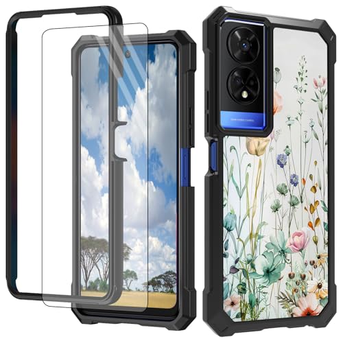 CGFGHHUY Schutzhülle für TCL 50 XE 5G für TCL 50 XE 5G, mit Displayschutzfolie, hartes PC + weiches TPU, stoßfeste Schutzhülle für TCL 50 XE 5G T614D 16,8 cm (6,6 Zoll) 2024 – Schöne Blumen von CGFGHHUY