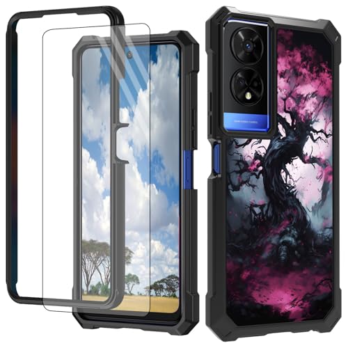 CGFGHHUY Schutzhülle für TCL 50 XE 5G für TCL 50 XE 5G mit Displayschutzfolie, Hart-PC + weiches TPU, stoßfeste Schutzhülle für TCL 50 XE 5G T614D 16,8 cm (6,6 Zoll) 2024 – Kirschblütenbaum von CGFGHHUY