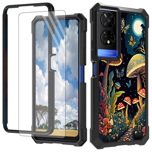CGFGHHUY Schutzhülle für TCL 50 XE 5G für TCL 50 XE 5G mit Displayschutzfolie, Hart-PC + weiches TPU, stoßfeste Schutzhülle für TCL 50 XE 5G T614D 16,8 cm (6,6 Zoll) 2024 – Pilz, Schmetterlinge, Mond von CGFGHHUY