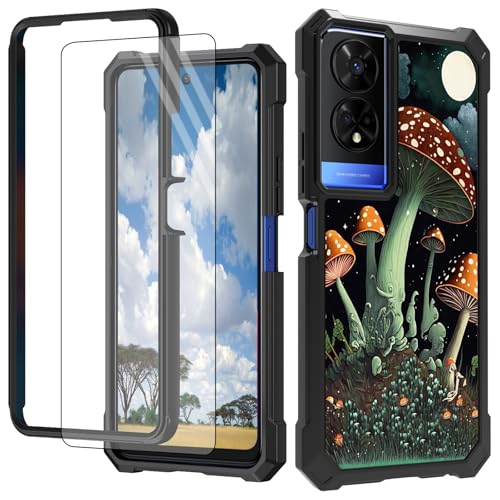 CGFGHHUY Schutzhülle für TCL 50 XE 5G für TCL 50 XE 5G mit Displayschutzfolie, Hart-PC + weiches TPU, stoßfeste Schutzhülle für TCL 50 XE 5G T614D 16,8 cm (6,6 Zoll) 2024 – Pilze und Mond von CGFGHHUY