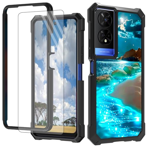 CGFGHHUY Schutzhülle für TCL 50 XE 5G für TCL 50 XE 5G mit Displayschutzfolie, Hart-PC + weiches TPU, stoßfeste Schutzhülle für TCL 50 XE 5G T614D 16,8 cm (6,6 Zoll) 2024 – Schöner Strand von CGFGHHUY