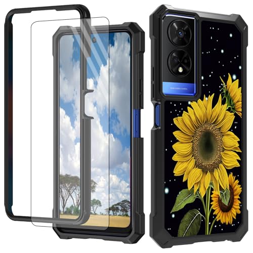 CGFGHHUY Schutzhülle für TCL 50 XE 5G für TCL 50 XE 5G mit Displayschutzfolie, hartes PC + weiches TPU, stoßfeste Schutzhülle für TCL 50 XE 5G T614D 16,8 cm (6,6 Zoll) 2024, gelbe Sonnenblume von CGFGHHUY
