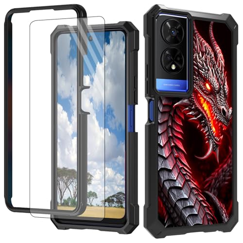 CGFGHHUY Schutzhülle für TCL 50 XE 5G für TCL 50 XE 5G mit Displayschutzfolie, hartes PC + weiches TPU, stoßfeste Schutzhülle für TCL 50 XE 5G T614D 16,8 cm (6,6 Zoll) 2024 – niedlicher Drache von CGFGHHUY