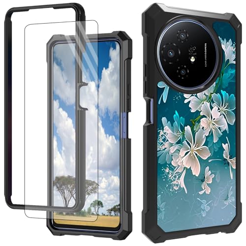 CGFGHHUY Schutzhülle für TCL 50 XL 5G, mit Displayschutzfolie, hartes PC + weiches TPU, stoßfeste Schutzhülle für TCL 50 XL 5G 17,2 cm (6,8 Zoll) 2024, blaue Blume von CGFGHHUY
