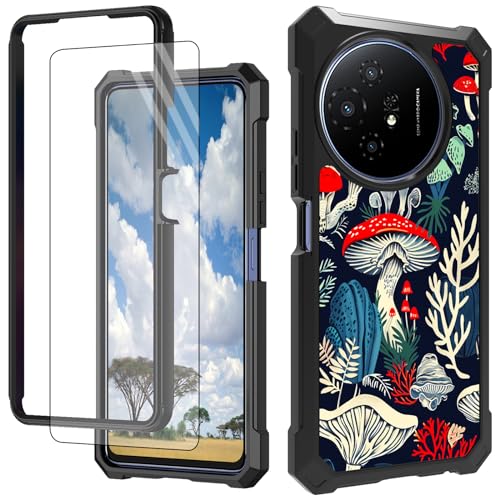 CGFGHHUY Schutzhülle für TCL 50 XL 5G, mit Displayschutzfolie, hartes PC + weiches TPU, stoßfeste Schutzhülle für TCL 50 XL 5G 17,2 cm (6,8 Zoll) 2024, rote Pilze von CGFGHHUY