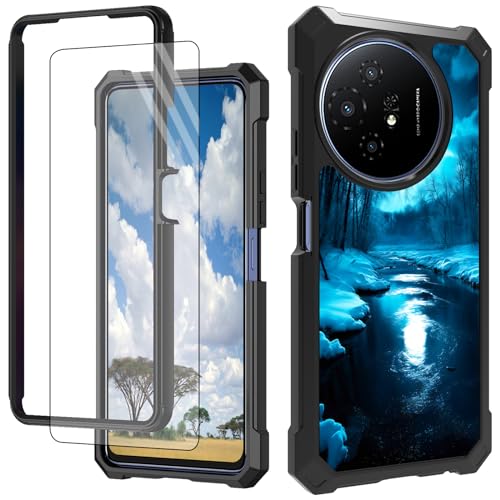 CGFGHHUY Schutzhülle für TCL 50 XL 5G, mit Displayschutzfolie, hartes PC + weiches TPU, stoßfeste Schutzhülle für TCL 50 XL 5G 17,2 cm (6,8 Zoll) 2024 – Blauer Wald Mond von CGFGHHUY