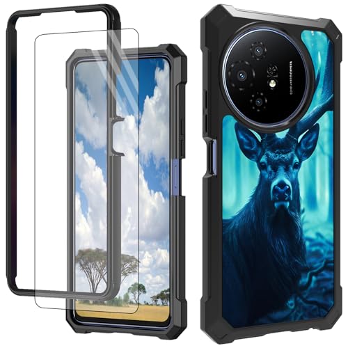 CGFGHHUY Schutzhülle für TCL 50 XL 5G, mit Displayschutzfolie, hartes PC + weiches TPU, stoßfeste Schutzhülle für TCL 50 XL 5G 17,2 cm (6,8 Zoll) 2024 – Blauer Waldhirsch von CGFGHHUY