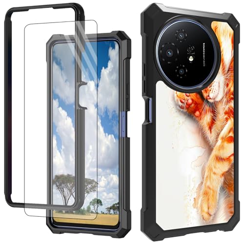 CGFGHHUY Schutzhülle für TCL 50 XL 5G, mit Displayschutzfolie, hartes PC + weiches TPU, stoßfeste Schutzhülle für TCL 50 XL 5G 17,2 cm (6,8 Zoll) 2024 – Orange Cat von CGFGHHUY