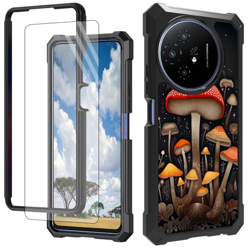 CGFGHHUY Schutzhülle für TCL 50 XL 5G, mit Displayschutzfolie, hartes PC + weiches TPU, stoßfeste Schutzhülle für TCL 50 XL 5G 17,2 cm (6,8 Zoll) 2024 – roter Pilzmond von CGFGHHUY