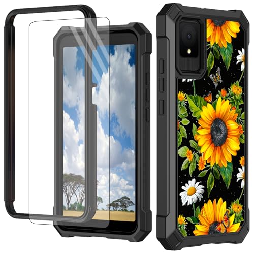 CGFGHHUY Schutzhülle für TCL K11 T432W 15,2 cm (6 Zoll) 2024, mit Displayschutzfolie, Hart-PC + weiches TPU, stoßfeste Schutzhülle für TCL K11 T432W 15,2 cm (6 Zoll) 2024, gelbe Sonnenblumen und von CGFGHHUY