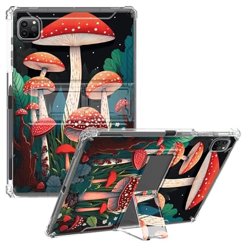 CGFGHHUY Schutzhülle für iPad Pro 12,9 Zoll (6./5./4. Generation, 2022/2021/2020 Releasse), schlank, leicht, mit Ständer, Schutzhülle, transparent, TPU-Hülle mit Stifthalter, Tablet-Hülle, Pilze von CGFGHHUY