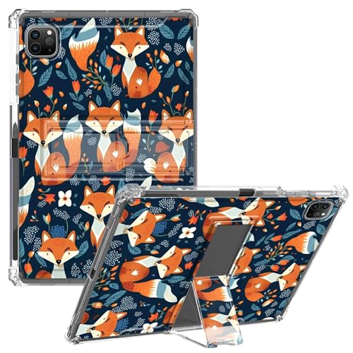 CGFGHHUY Schutzhülle für iPad Pro 12,9 Zoll (6. / 5. / 4. Generation, 2022/2021/2020 Releasse), schlank, leicht, mit Ständer, transparente TPU-Hülle mit Stifthalter, Tablet-Hülle, niedlicher Fuchs von CGFGHHUY