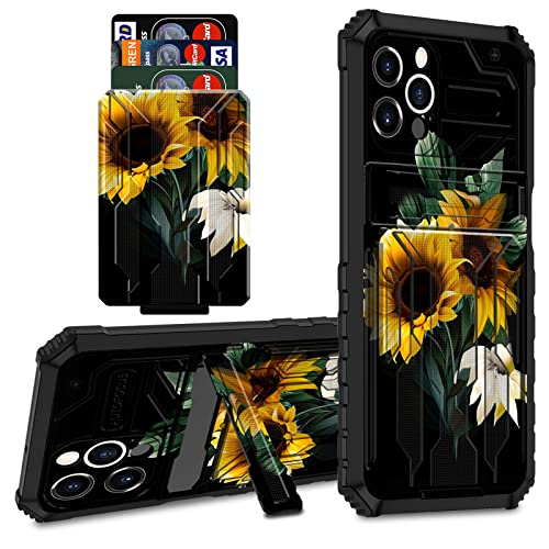 CGFGHHUY Schutzhülle für iPhone 13 Pro Max, Brieftaschen-Schutzhülle mit Kreditkartenfach und Ständer, zweilagig, hartes Polycarbonat, weiche TPU-Hülle für iPhone 13 Pro Max 6,7 Zoll 2021, schwarze von CGFGHHUY
