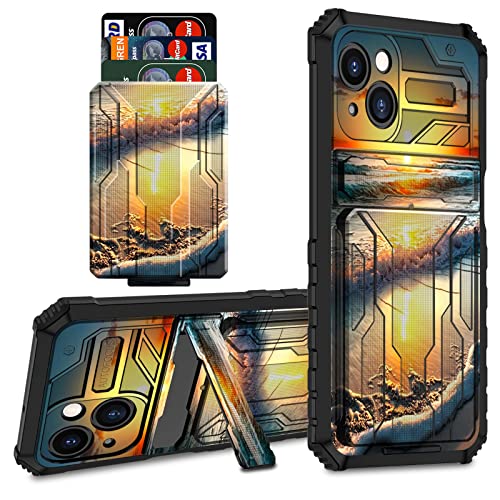 CGFGHHUY Schutzhülle für iPhone 14, iPhone 14, Brieftaschenformat, mit Kreditkartenfach und Ständer, zweilagig, hartes Polycarbonat, weiche TPU-Schutzhülle für iPhone 14 / 5G, 15,5 cm (6,1 Zoll) 2022 von CGFGHHUY