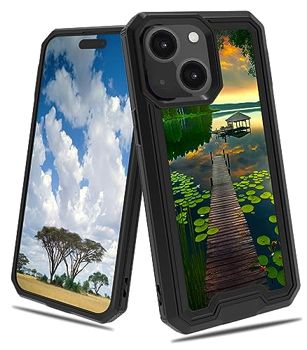 CGFGHHUY Schutzhülle für iPhone 15, 15,5 cm (6,1 Zoll), 2-in-1, zweilagiges, hartes Polycarbonat, weiches TPU, stoßfest, Fallschutz, Schutzhülle für iPhone 15, 15,5 cm (6,1 Zoll) 2023, Grüner Wald von CGFGHHUY
