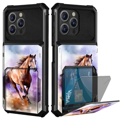 CGFGHHUY Schutzhülle für iPhone 15 Pro, Brieftasche, Kartenschlitz, versteckte Klapptür, Aquarell-Design, rotes Pferd, doppellagig, hartes Polycarbonat und weiches TPU, stoßfeste Schutzhülle für CGFGHHUY Schutzhülle für iPhone 15 Pro, Brieftasche, Kartenschlitz, versteckte Klapptür, Aquarell-Design, rotes Pferd, doppellagig, hartes Polycarbonat und weiches TPU, stoßfeste Schutzhülle für von CGFGHHUY