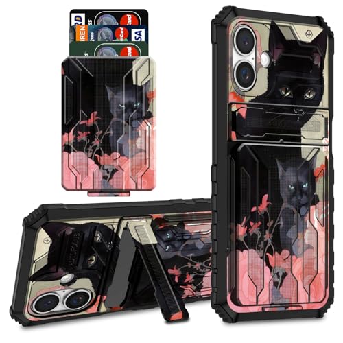 CGFGHHUY Schutzhülle für iPhone 16, 15,5 cm (6,1 Zoll) 2024, Brieftaschenformat, mit Kreditkartenfach und Ständer, zweilagig, hartes Polycarbonat, weiche TPU-Schutzhülle für iPhone 16, 15,5 cm (6,1 von CGFGHHUY