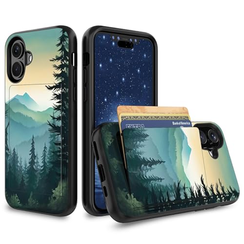 CGFGHHUY Schutzhülle für iPhone 16, 15,5 cm (6,1 Zoll) 2024, Hybrid-Schutzhülle mit Kartenhalter, Hybrid-Hülle, zweilagig, weiches Silikon, harter Polycarbonat, versteckte Ausweise, Kreditkarte von CGFGHHUY