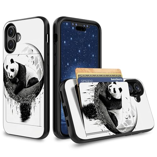 CGFGHHUY Schutzhülle für iPhone 16, 15,5 cm (6,1 Zoll) 2024, Hybrid-Schutzhülle mit Kartenhalter, Hybrid-Hülle, zweilagig, weiches Silikon, harter Polycarbonat, versteckte Ausweise, Kreditkarte von CGFGHHUY