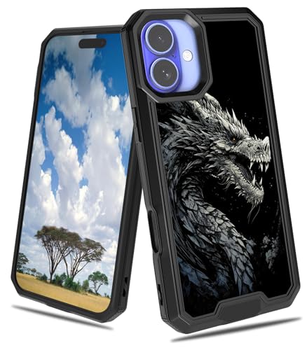 CGFGHHUY Schutzhülle für iPhone 16 Plus, 2-in-1, zweilagig, hartes Polycarbonat, weiches TPU, stoßfest, Fallschutzhülle, für iPhone 16 Plus 6,7 Zoll 2024, schwarzer Drache CGFGHHUY Schutzhülle für iPhone 16 Plus, 2-in-1, zweilagig, hartes Polycarbonat, weiches TPU, stoßfest, Fallschutzhülle, für iPhone 16 Plus 6,7 Zoll 2024, schwarzer Drache von CGFGHHUY
