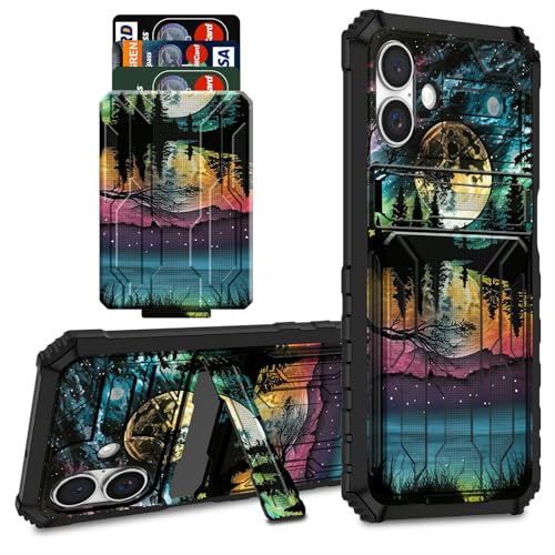 CGFGHHUY Schutzhülle für iPhone 16 Plus, Brieftaschen-Schutzhülle mit Kreditkartenfach und Ständer, zweilagig, hartes Polycarbonat, weiche TPU-Schutzhülle für iPhone 16 Plus 6,7 Zoll 2024, Waldmond CGFGHHUY Schutzhülle für iPhone 16 Plus, Brieftaschen-Schutzhülle mit Kreditkartenfach und Ständer, zweilagig, hartes Polycarbonat, weiche TPU-Schutzhülle für iPhone 16 Plus 6,7 Zoll 2024, Waldmond von CGFGHHUY