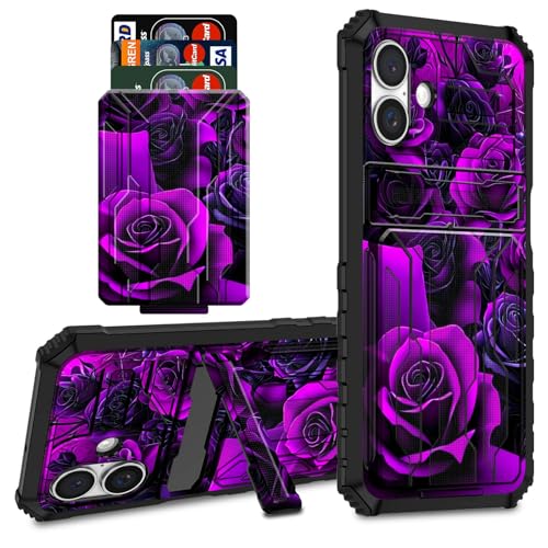 CGFGHHUY Schutzhülle für iPhone 16 Plus, Brieftaschen-Schutzhülle mit Kreditkartenfach und Ständer, zweilagig, hartes Polycarbonat, weiche TPU-Schutzhülle für iPhone 16 Plus 6,7 Zoll 2024, Lila Rose CGFGHHUY Schutzhülle für iPhone 16 Plus, Brieftaschen-Schutzhülle mit Kreditkartenfach und Ständer, zweilagig, hartes Polycarbonat, weiche TPU-Schutzhülle für iPhone 16 Plus 6,7 Zoll 2024, Lila Rose von CGFGHHUY