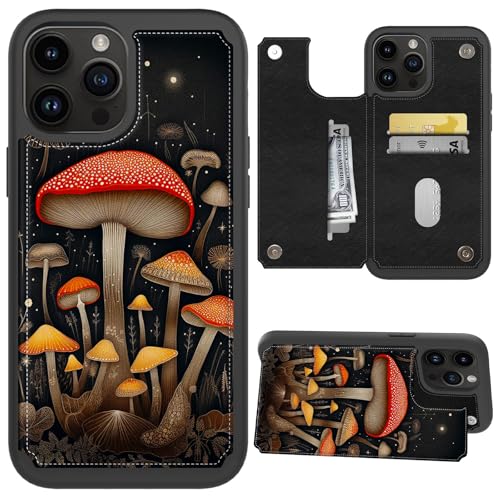 CGFGHHUY Schutzhülle für iPhone 16 Pro, Brieftaschen-Schutzhülle mit Kartenfächern und Ständer, PU-Leder, weiche TPU-Schutzhülle für iPhone 16 Pro 6,3 Zoll 2024, roter Pilzmond CGFGHHUY Schutzhülle für iPhone 16 Pro, Brieftaschen-Schutzhülle mit Kartenfächern und Ständer, PU-Leder, weiche TPU-Schutzhülle für iPhone 16 Pro 6,3 Zoll 2024, roter Pilzmond von CGFGHHUY